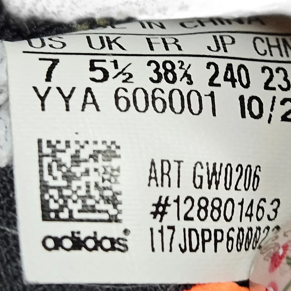 adidas Women's Black Gray White Sneakers with Orange Laces